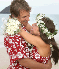 Happy couple by oceanfront