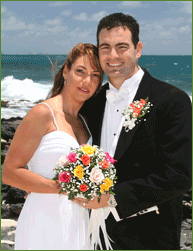 Beautiful couple by the oceanfront