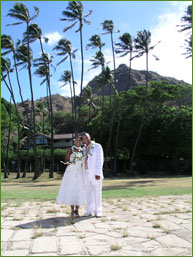 Couple with montain side view