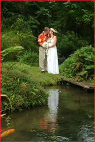 Kissing bride and groom